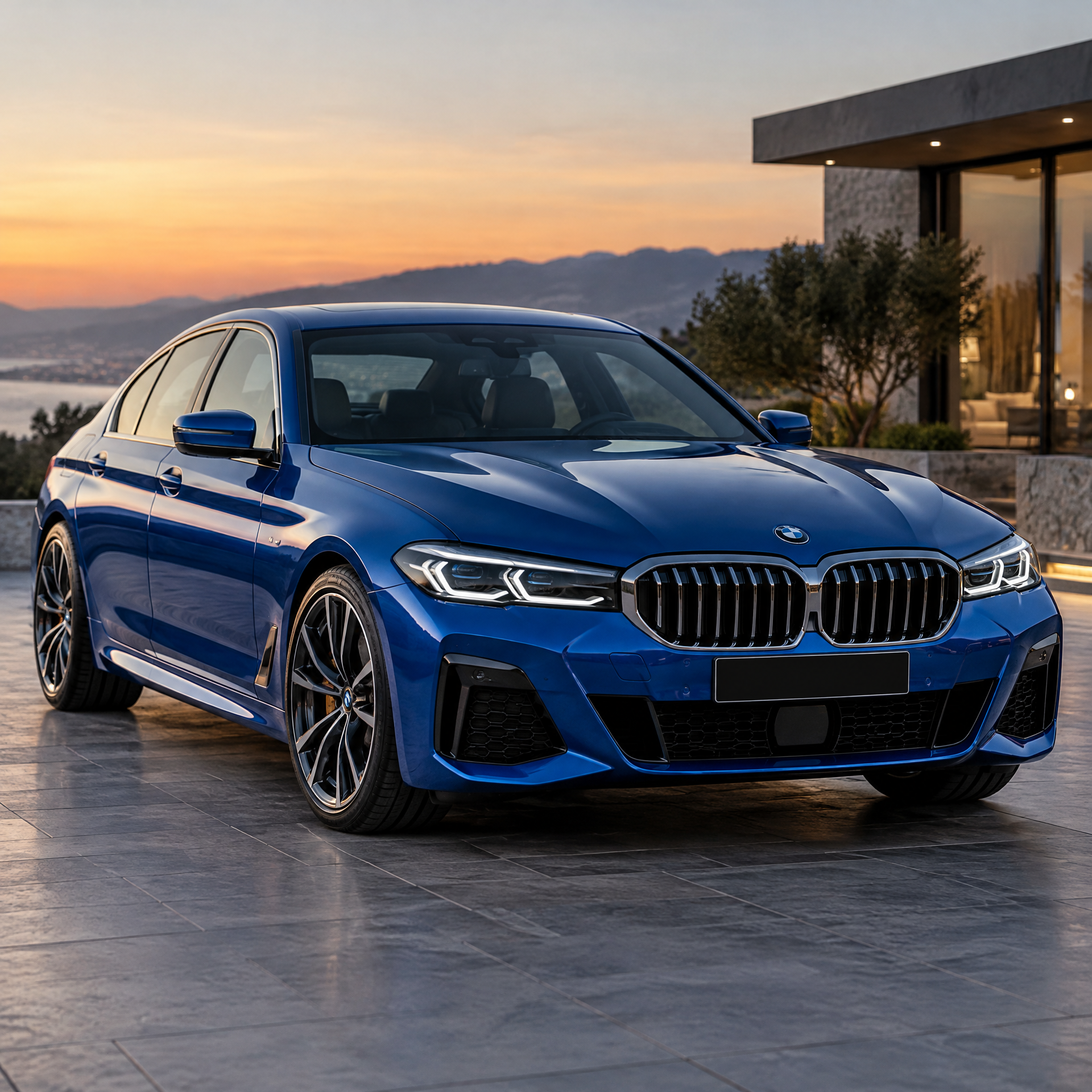 generate image of luxury car in blue color
